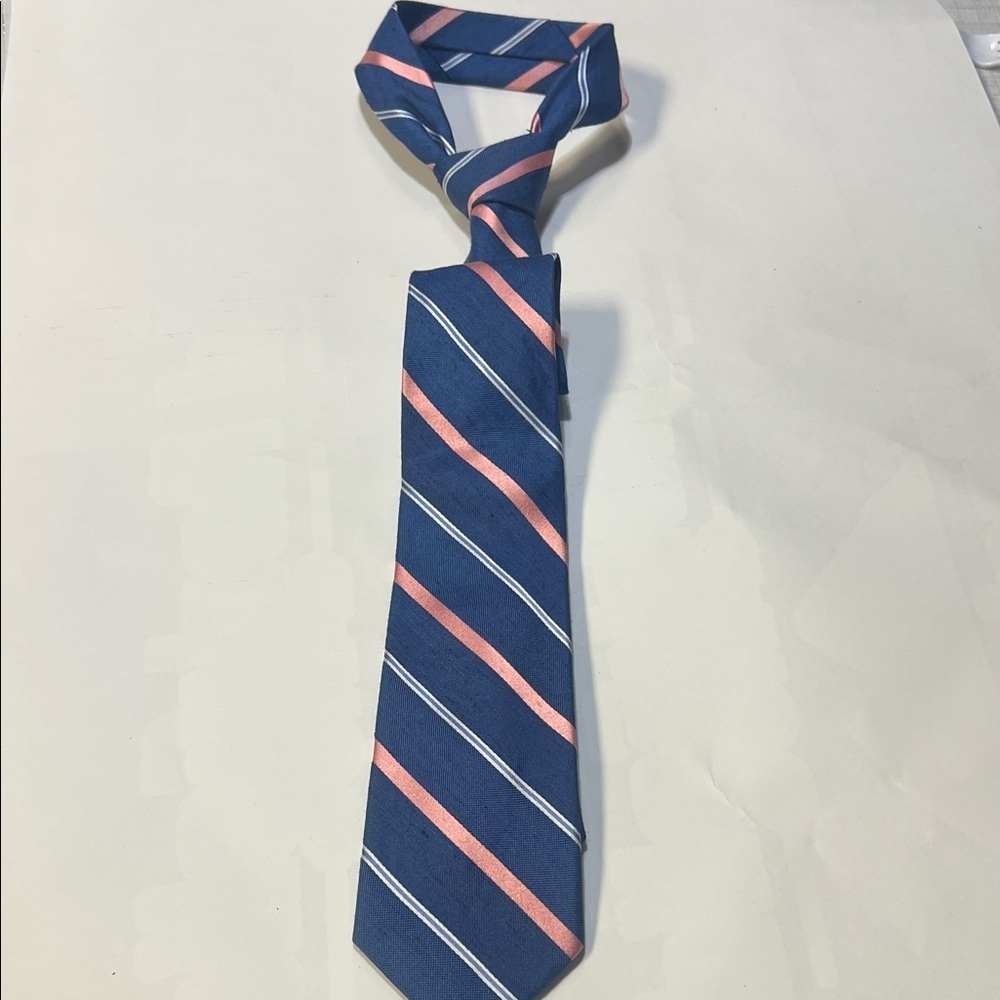 Stafford Navy and Coral Striped Tie